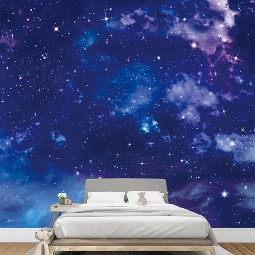Vista 3 de NWT Calcomanía removible para pared, diseño de nube galáctica, estrella, nebulosa, fantasía, ciencia ficción, astronomía y arte espacial, arte