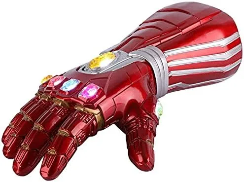 Vista 6 de juyocmy Guantelete infinito de SuperHero para niños con gemas LED Infinity Gemas Guante de Halloween Fiesta Cosplay Accesorios Rojo