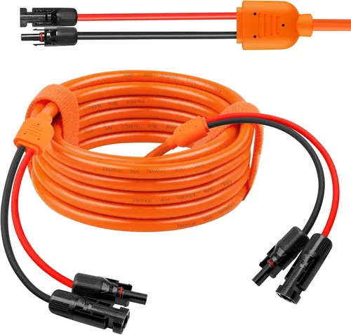 Vista 14 de Cable de extensión solar de calibre 14 de 10 pies, cable de panel solar de 10 AWG con conectores hembra y macho, cables solares principales rojos