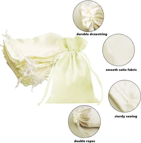 Vista 3 de 35 Piezas Bolsas de Regalo de Satén Beige de 5 x 7 Pulgadas - Bolsas de Baby Shower - Bolsas de Favores de Boda - Bolsa de Tela con Cordón - Bolsas