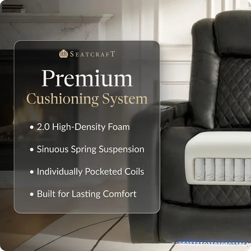 Vista 7 de Seatcraft Virtuoso 365 - Asiento de cine en casa (3 unidades), color ébano