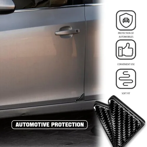 Vista 4 de 2 protectores de esquina de puerta de automóvil, protectores de borde de puerta delantera de fibra de carbono, protector de borde de puerta de Negro