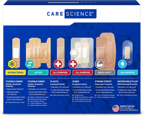 Vista 7 de Care Science Paquete de vendajes adhesivos variados, tamaños surtidos, 300 unidades Surtido de vendajes empaquetados individualmente. Incluye