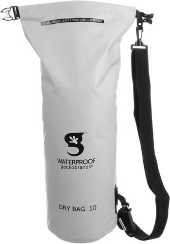 Vista 2 de geckobrands Bolsa seca de lona – Bolsa impermeable de PVC con mosquetón para almacenamiento seguro, para canotaje, kayak, camping Gris