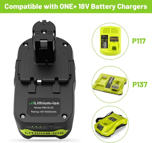 Vista 7 de Paquete de 2 baterías de repuesto de 6.0Ah 18V P108 P109 para Ryobi 18V batería P102 P103 P105 P107 Ryobi ONE+ batería de iones de litio