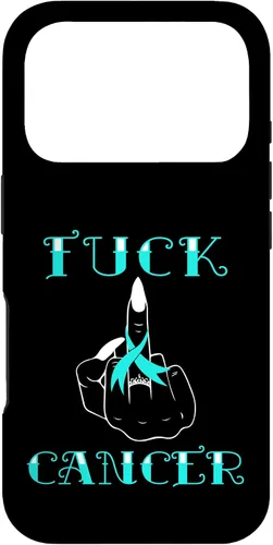 Vista 30 de Fuck Cancer Tattoos Survivor Teal Ribbon Ovarian Cancer Case for iPhone 16