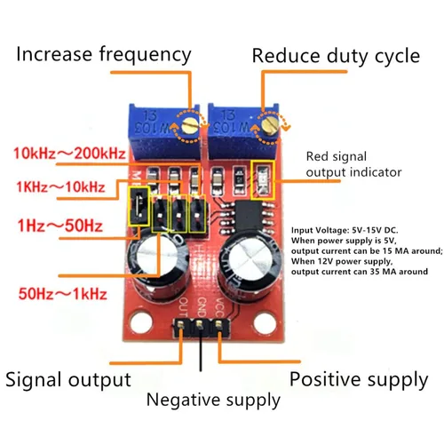 Vista 5 de 4 unids NE555 frecuencia de pulso onda cuadrada onda rectangular módulo generador de señal de motor paso a paso módulo conductor DC 5V ~ 15V