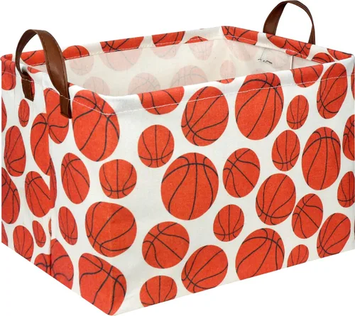 Vista 10 de NTAOHAMPER Cesta rectangular de almacenamiento de fútbol vacía, cesta de regalo plegable con asas, caja de juguetes/libros, decoración de habitación