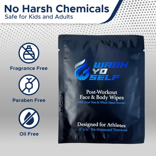 Vista 5 de Wash Yo Self Body Wipes - Toallitas húmedas desechables empaquetadas individualmente para niños y adultos, paquete de 40