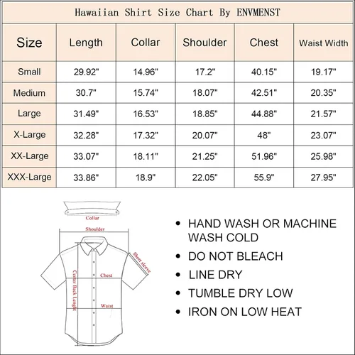Vista 7 de ENVMENST Hawaiian Shirt for Men Short Sleeve Beach Printed Summer Button Down Aloha Shirt(S-3XL)
