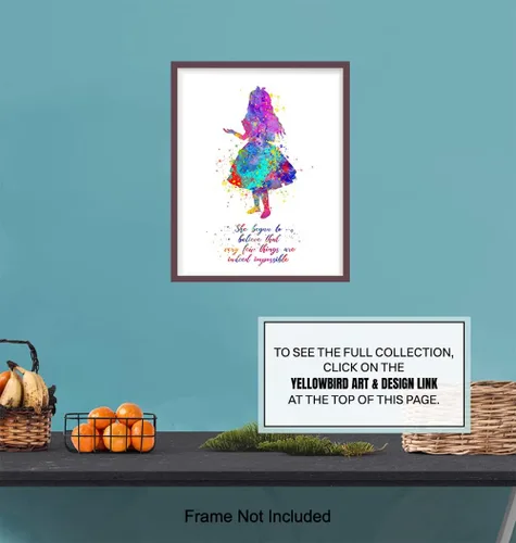Vista 7 de Cita inspiradora – Impresión artística de pared del país de las maravillas de Alicia – Gran regalo motivacional – Póster de decoración de habitación