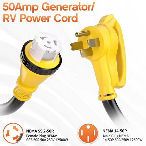Vista 2 de Cable generador de 30 pies y 50 amperios NEMA14-50P/SS2-50R con bloqueo
