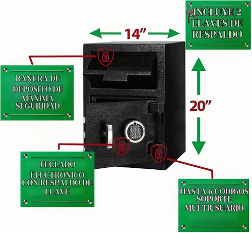 Vista 2 de T862 Caja fuerte contra caídas, teclado multiusuario, 1.12 CBF 1.12 CF depósito caja fuerte, teclado de 6 usuarios, cajón anti-pesca, bloqueo