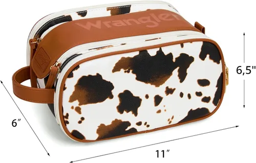 Vista 3 de Wrangler - Neceser de viaje grande para maquillaje, bolsa de cosméticos Vaca café