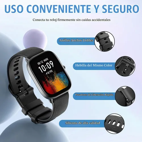 Vista 4 de Correa TiMOVO compatible con Amazfit GTS 4/3/2 Mini/GTR Mini/Bip 3/3 Pro Negro