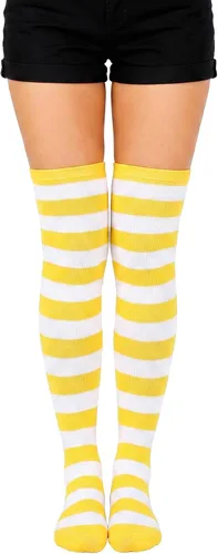 Vista 24 de Calcetines altos para mujer, calcetines altos a rayas hasta el muslo Bandera estadounidense