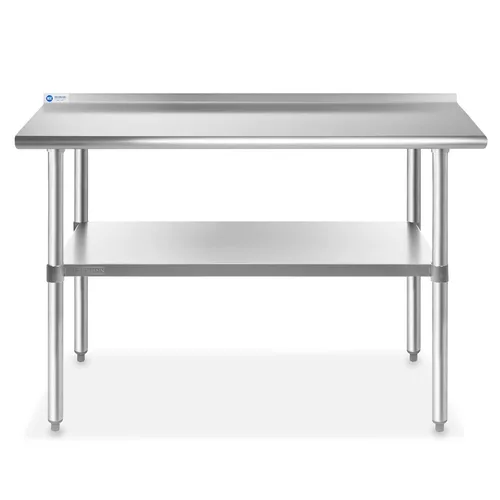 Vista 2 de Mesa de cocina comercial de trabajo y preparación Gridmann de acero inoxidable con protector contra salpicaduras, 48 x 24 pulgadas