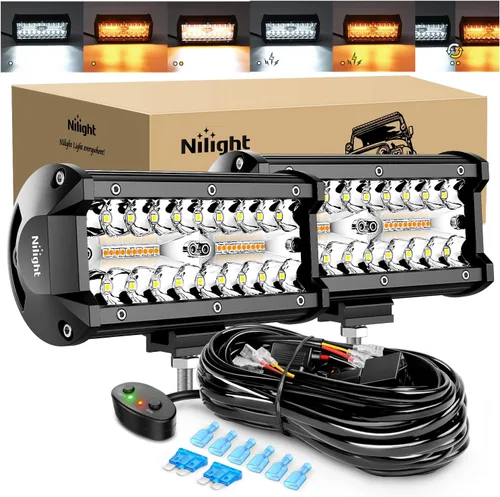 Vista 15 de Nilight - Barra de luz lateral de 17,78 cm, triple fila, haz puntual y disperso, luz de trabajo todoterreno para camiones, SUV, ATV, UTV