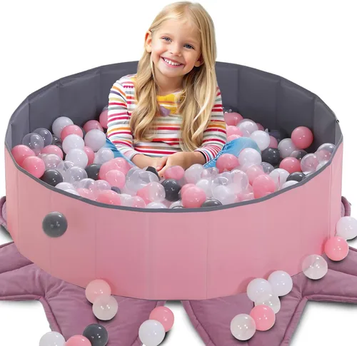 Vista 6 de Kids - Alberca de pelotas plegable, de doble capa de tela Oxford, piscina de pelotas con bolsa de almacenamiento (pelotas no incluidas), corralito