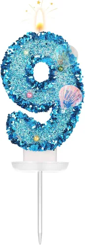 Vista 10 de Vela de número de cumpleaños de 3 pulgadas, con purpurina para decoración de pastel, lentejuelas y números de pastel para cumpleaños, boda