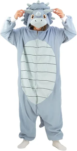 Vista 3 de LZBXBXDA Pijama unisex de dinosaurio triceratops para adultos, disfraz de Navidad de animal, ropa de dormir para mujeres y hombres