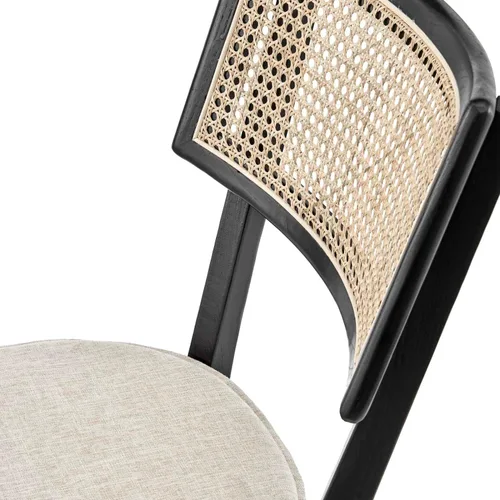 Vista 9 de Modway Caledonia - Silla auxiliar de comedor de madera con respaldo tejido de 19 pulgadas, color negro/beige