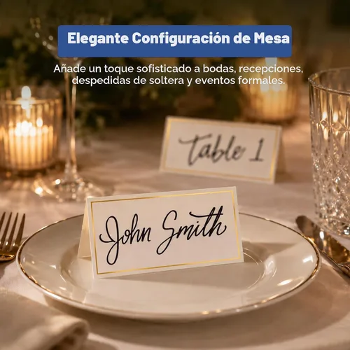 Vista 4 de BEST PAPER GREETINGS Paquete de 100 tarjetas de lugar de papel con borde Borde dorado