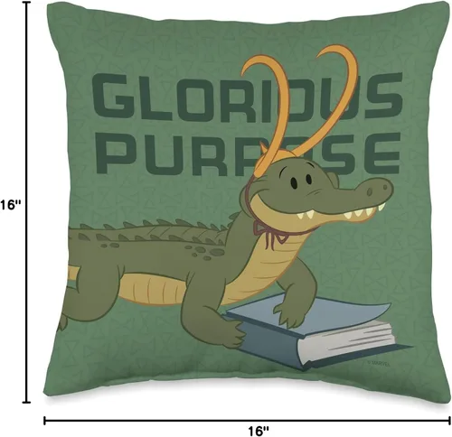 Vista 4 de Marvel Alligator Loki Glorious - Almohada (16.0 x 16.0 in), multicolor