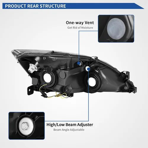 Vista 5 de oEdRo Switchback - Conjunto de faros delanteros LED compatibles con Accord 2003 2004 2005 2006 2007 DRL, par de repuesto con carcasa negra