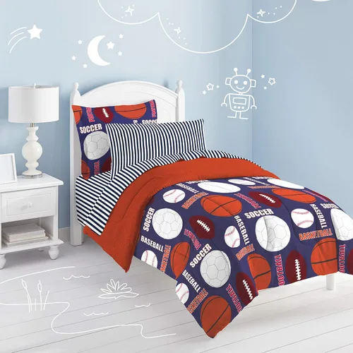 Vista 116 de Dream Factory Dinosaur Blocks - Juego de edredón de microfibra ultrasuave para niños, color azul, tamaño individual Bloques de dinosaurios azules