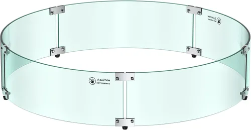 Vista 9 de Skyflame Protector de viento redondo de vidrio para hoguera de 17 pulgadas, protector de llama de vidrio templado transparente para propano al aire