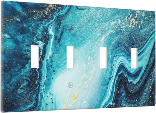 Vista 68 de Pintura al óleo de flores abstractas de 1 cuadrilla de interruptor de luz dúplex individual cubierta de salida placa de pared decorativa Placa