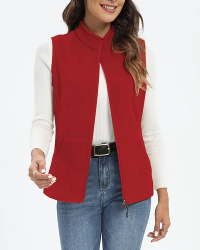 Vista 4 de Xeoxarel Chaleco de forro polar para mujer con 6 bolsillos (XS-2XL)