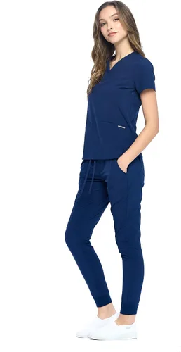 Vista 2 de Dagacci Medical Uniform Conjunto de ropa quirúrgica unisex de 4 vías para mujer y hombre
