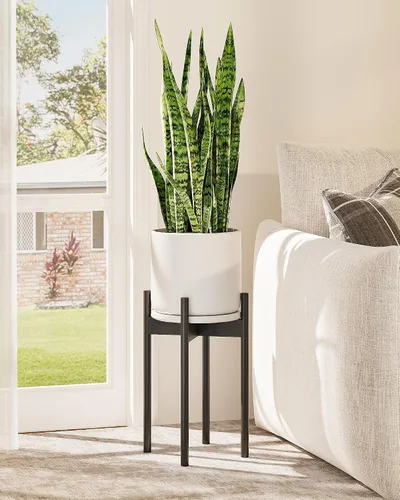 Vista 9 de GENTINGBRO Soporte ajustable para plantas de interior, soporte de bambú para plantas de 8, 9, 10, 11, 12 pulgadas, soporte de esquina pequeño