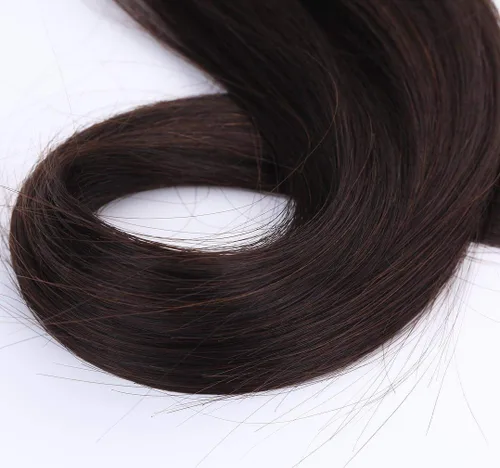 Vista 2 de Extensiones de cabello humano Remy liso con clip, de 26 pulgadas, 4.23 onzas, 10 unidades, color marrón oscuro
