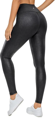 Vista 3 de CRZ YOGA - Leggings de piel sintética mate para mujer, de 25 a 28 pulgadas, pantalones de cuero elásticos de cintura alta, mallas de cuero