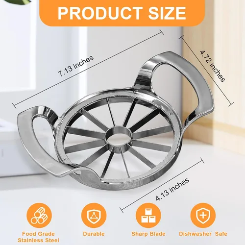 Vista 2 de Cortador y descorazonador de manzana, 12 cuchillas de acero inoxidable 2-in-1 Apple Corer and Slicer,Super Sharp Blades ,Evenly Apple