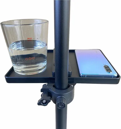 Vista 6 de Bandeja de soporte para micrófono, soporte de micrófono, estante de abrazadera de trípode para hoja de música, transmisión, karaoke, grabación