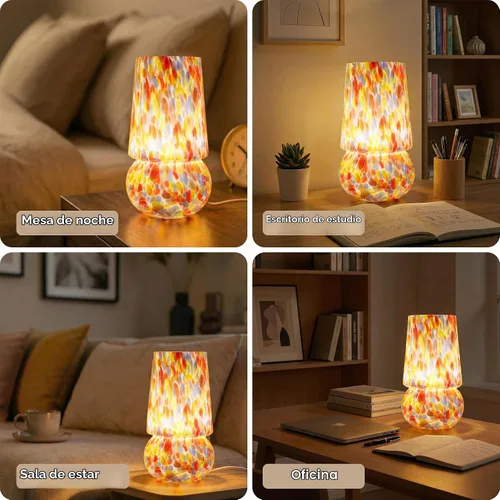 Vista 8 de Lámpara de mesa de cristal de seta de 9.8 ″, lámpara de mesa moderna Confeti Pastel