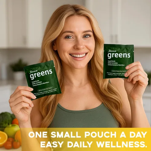 Vista 2 de Daily Greens, Superfood - Paquetes de gomitas verdes, suplemento de clorella y espirulina con más de 20 prebióticos orgánicos, vitaminas y minerales
