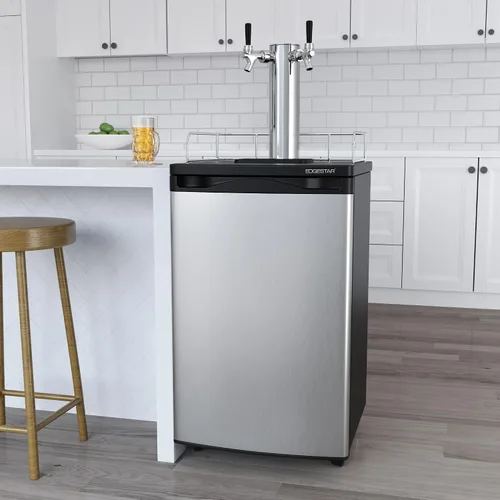 Vista 6 de EdgeStar KC2000SSTWIN Kegerator de tamaño completo de acero inoxidable de doble grifo y despachador de cerveza de barril - Acero inoxidable
