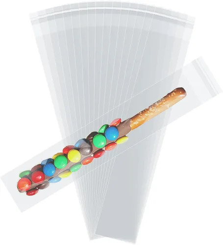 Vista 11 de Morepack Bolsas de celofán autosellables, 2 x 10 pulgadas, 100 bolsas transparentes para barra de pretzel, bolsa resellable para embalaje, paletas