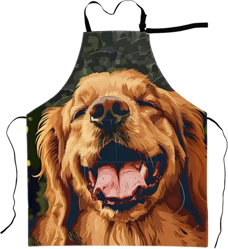 Vista 8 de Delantal Golden Retriever - Delantales para retrato de perro feliz