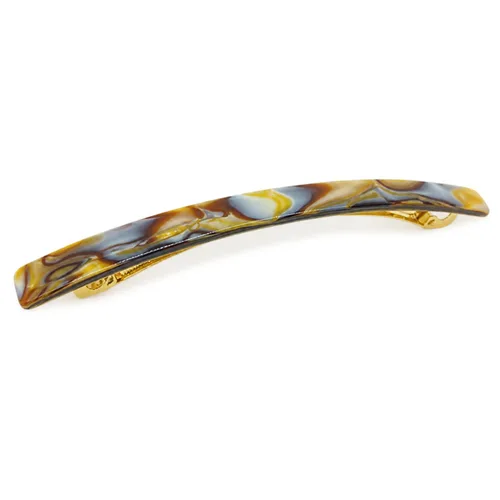 Vista 14 de French Amie Barra larga y delgada color crema, marfil, grande, 4 1/4 pulgadas, acetato de celuloide hecho a mano, pasador automático con cierre