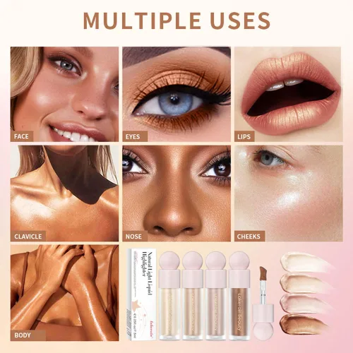 Vista 6 de Mysense Maquillaje iluminador líquido, iluminador facial luminoso natural, luminizador ligero y sedoso, maquillaje iluminador facial impermeable