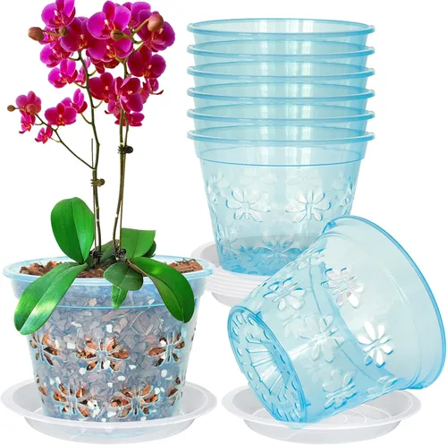 Vista 20 de Macetas transparentes para orquídeas, paquete de 8 unidades, 5 pulgadas