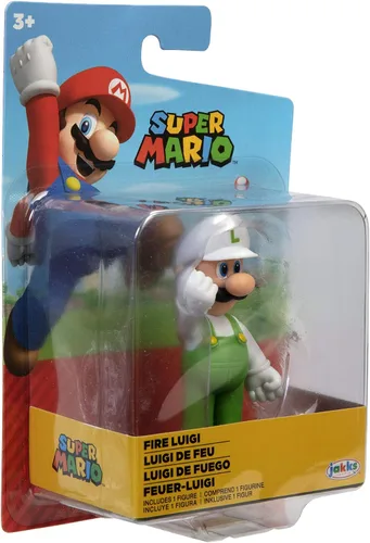 Vista 8 de Super Mario Figura de acción de 2.5 pulgadas, juguete coleccionable Luigi de pie de fuego
