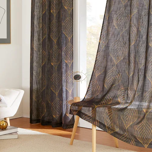 Vista 25 de KGORGE Cortinas opacas para sala de estar, aislamiento térmico, cortinas insonorizadas y cortinas estilo rústico estilo bohemio para cocina
