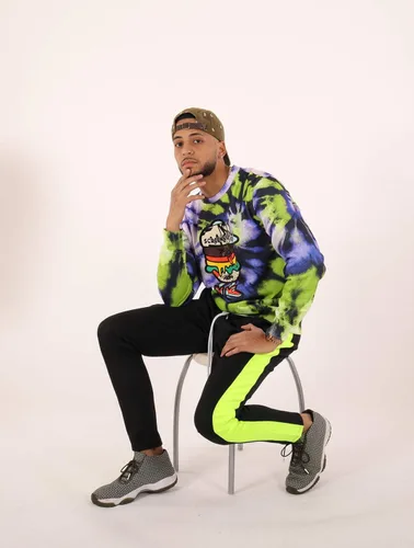 Vista 4 de Screenshot - Sudadera de forro polar con cuello redondo para hombre, estilo urbano de hip hop, sin botones F11080-neón